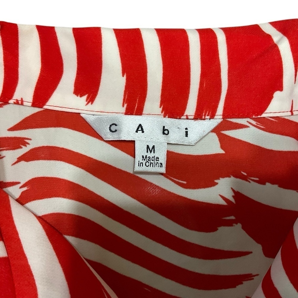 Cabi Red White Brushstroke Sleeveless Button Front Midi Dress Size M - Picture 8 of 11